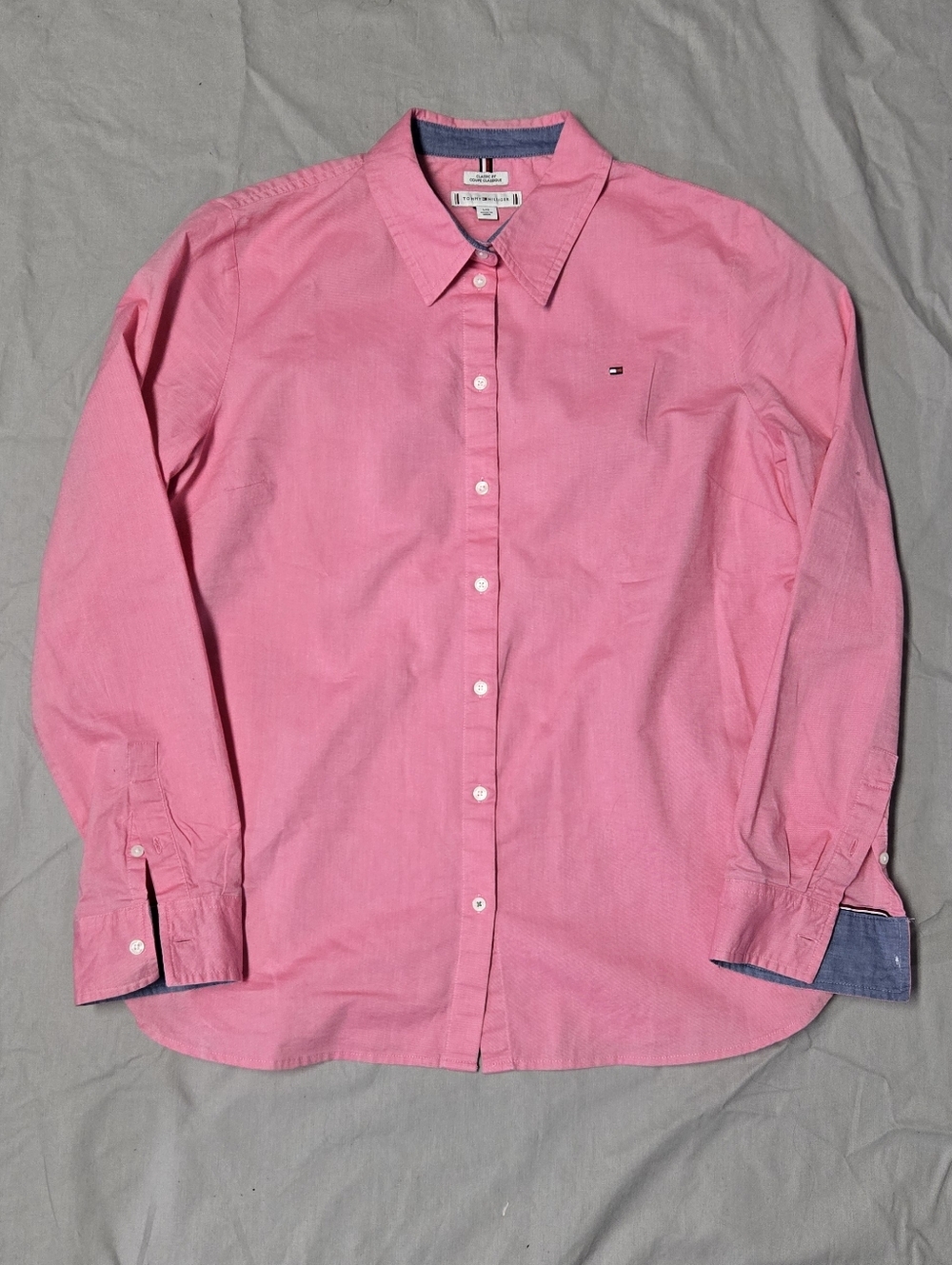 Tommy Hilfiger Regular Stretch Oxford Shirt Pink Women's Size L